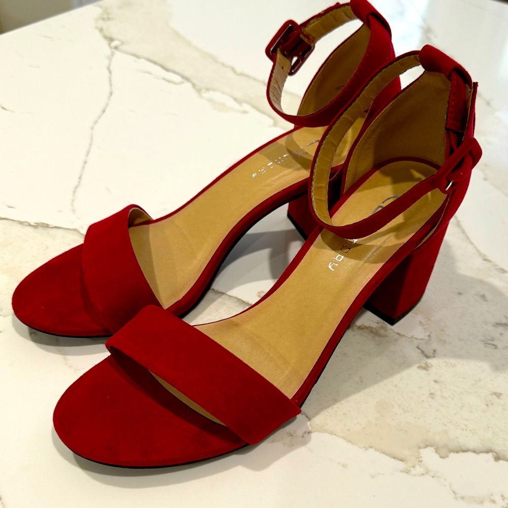NEW CL By Laundry Red Suede Jody Heels Mules Size 7.5